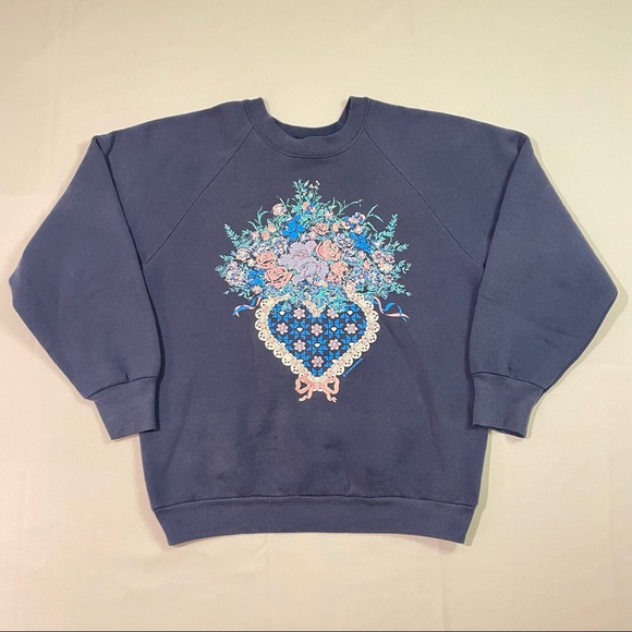 Vintage Tops - Vintage Women’s Puff Paint Pullover Crewneck Size Medium